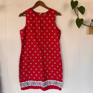 Vibrant Red Floral Sleeveless Mini Dress